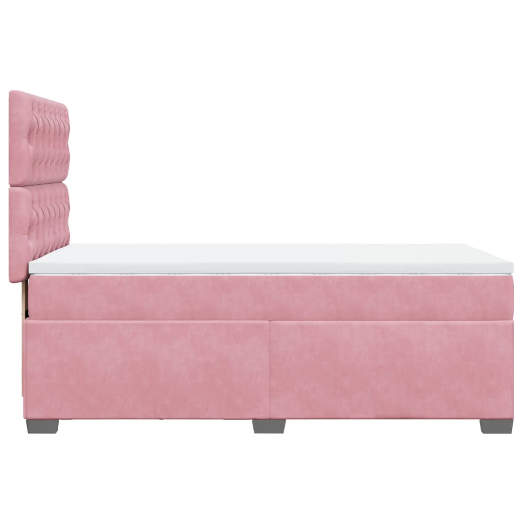 Giroletto a Molle con Materasso Rosa 80x200 cm in Velluto - homemem39
