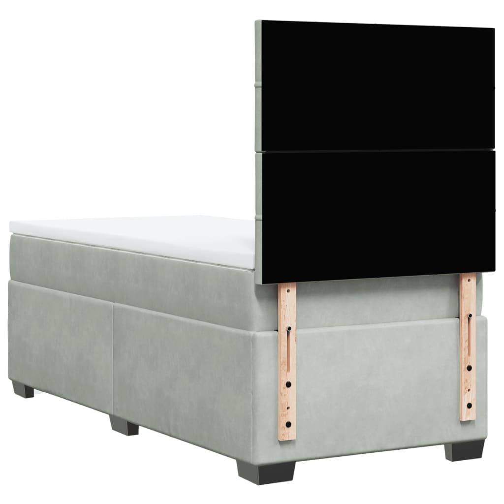 Giroletto a Molle con Materasso Grigio Chiaro 90x190 cm Velluto