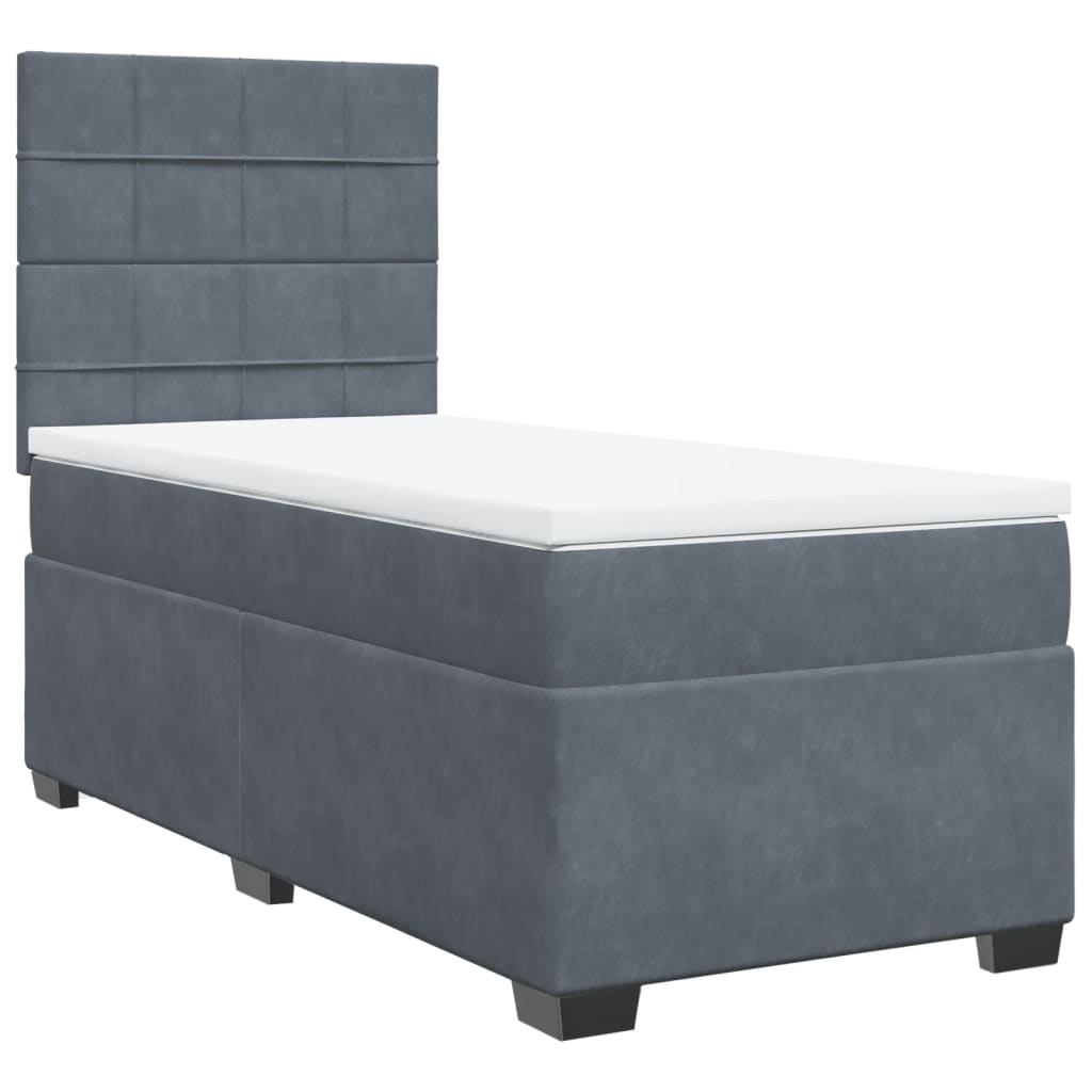 Giroletto a Molle con Materasso Grigio Scuro 90x190 cm Velluto