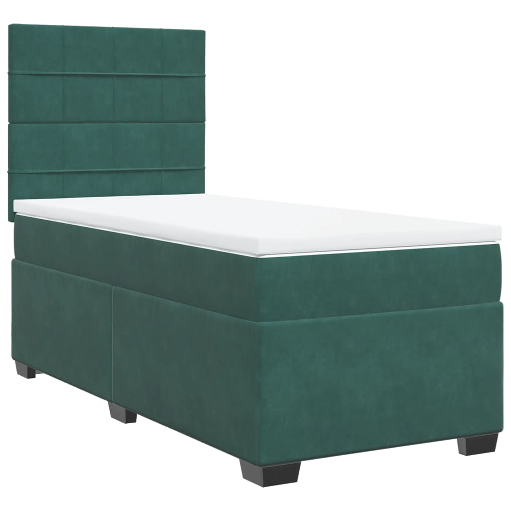 Giroletto a Molle con Materasso Verde Scuro 90x190 cm Velluto