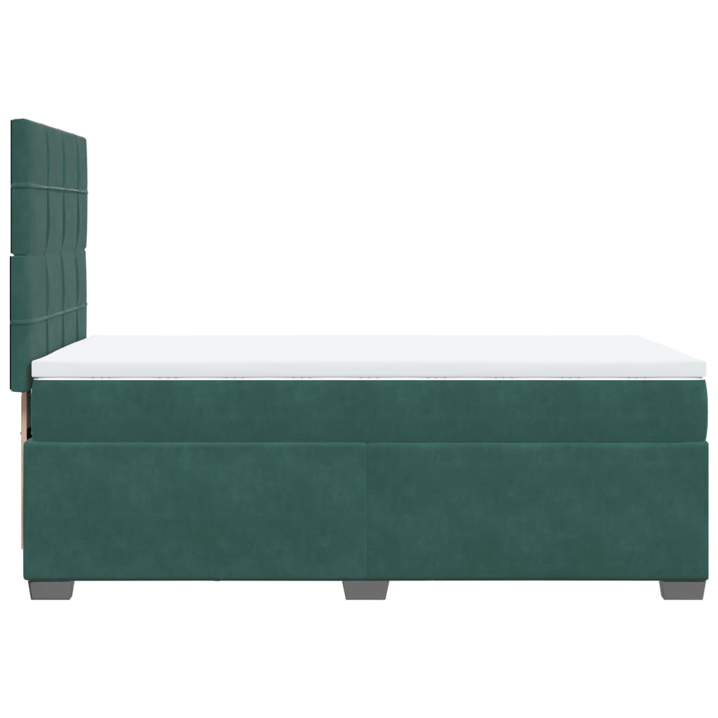 Giroletto a Molle con Materasso Verde Scuro 90x190 cm Velluto