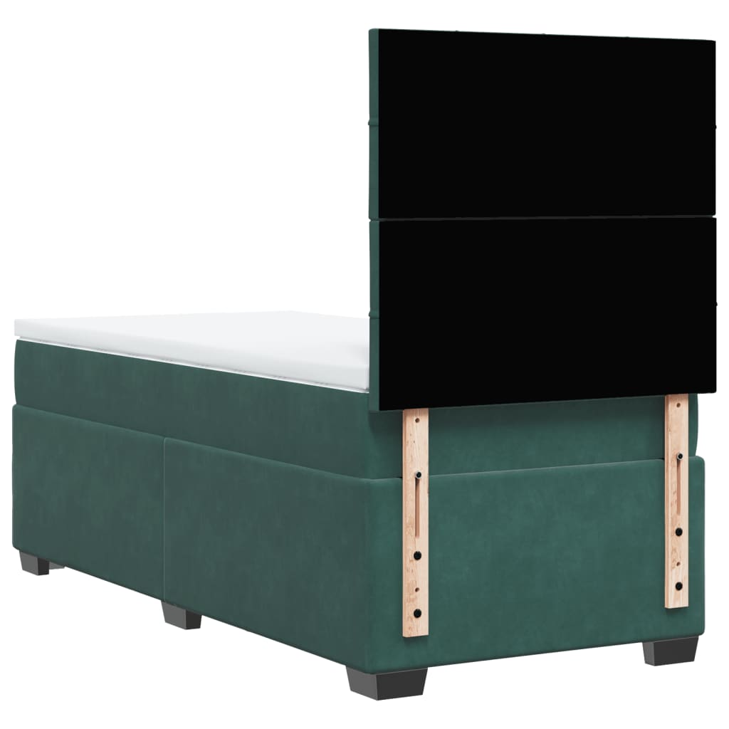 Giroletto a Molle con Materasso Verde Scuro 90x190 cm Velluto
