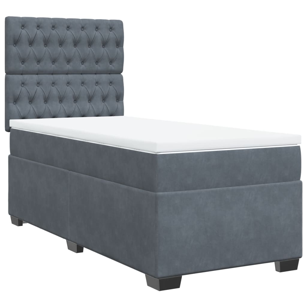 Giroletto a Molle con Materasso Grigio Scuro 90x190 cm Velluto