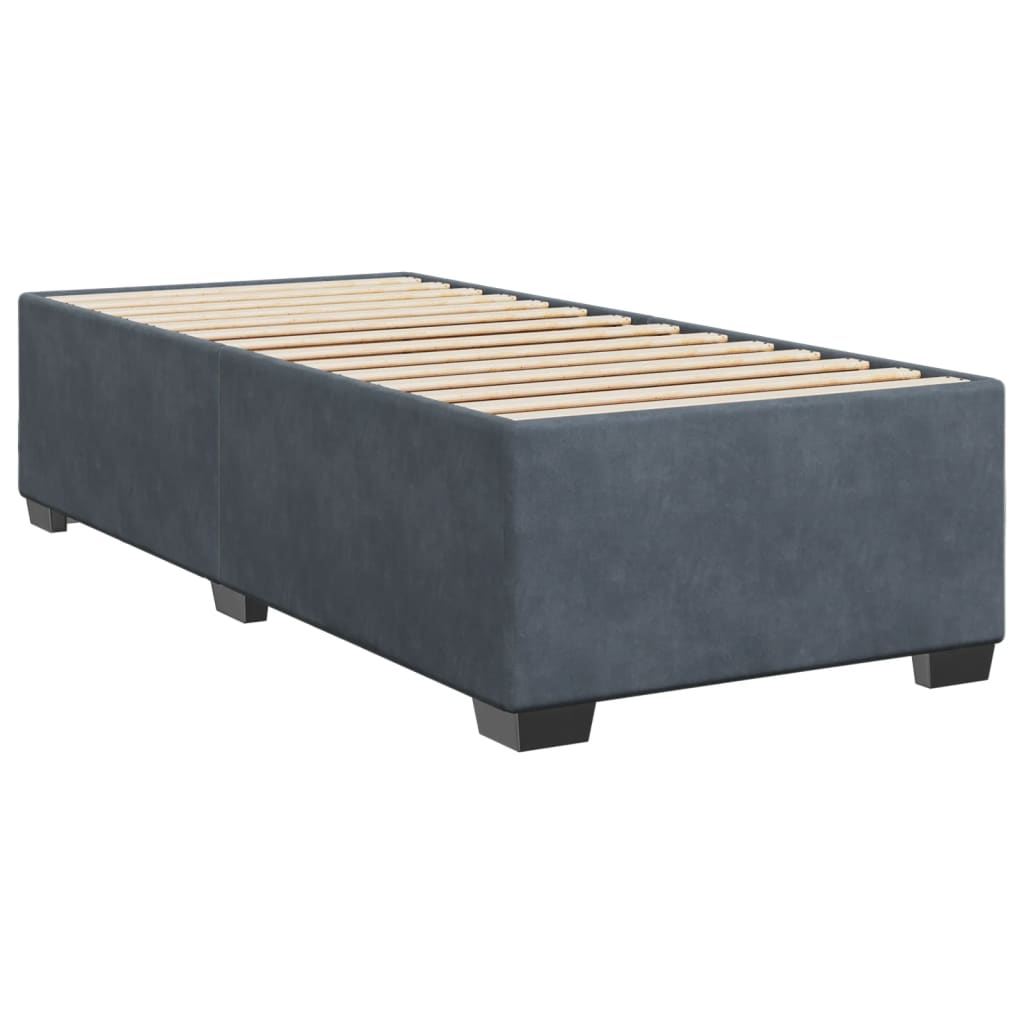 Giroletto a Molle con Materasso Grigio Scuro 90x190 cm Velluto