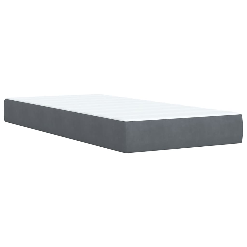Giroletto a Molle con Materasso Grigio Scuro 90x190 cm Velluto