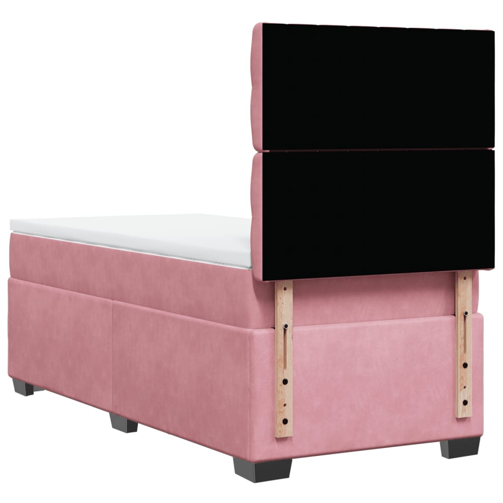 Giroletto a Molle con Materasso Rosa 90x190 cm in Velluto