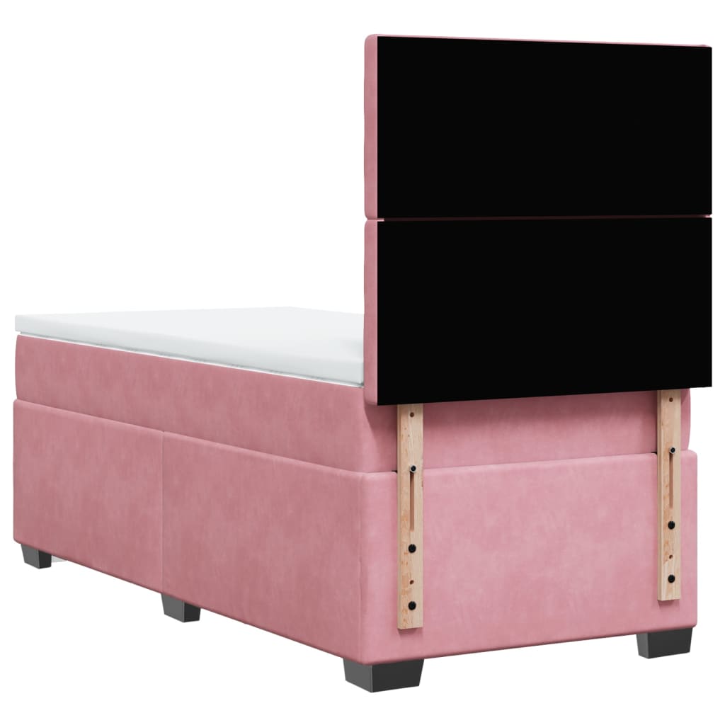 Giroletto a Molle con Materasso Rosa 90x190 cm in Velluto