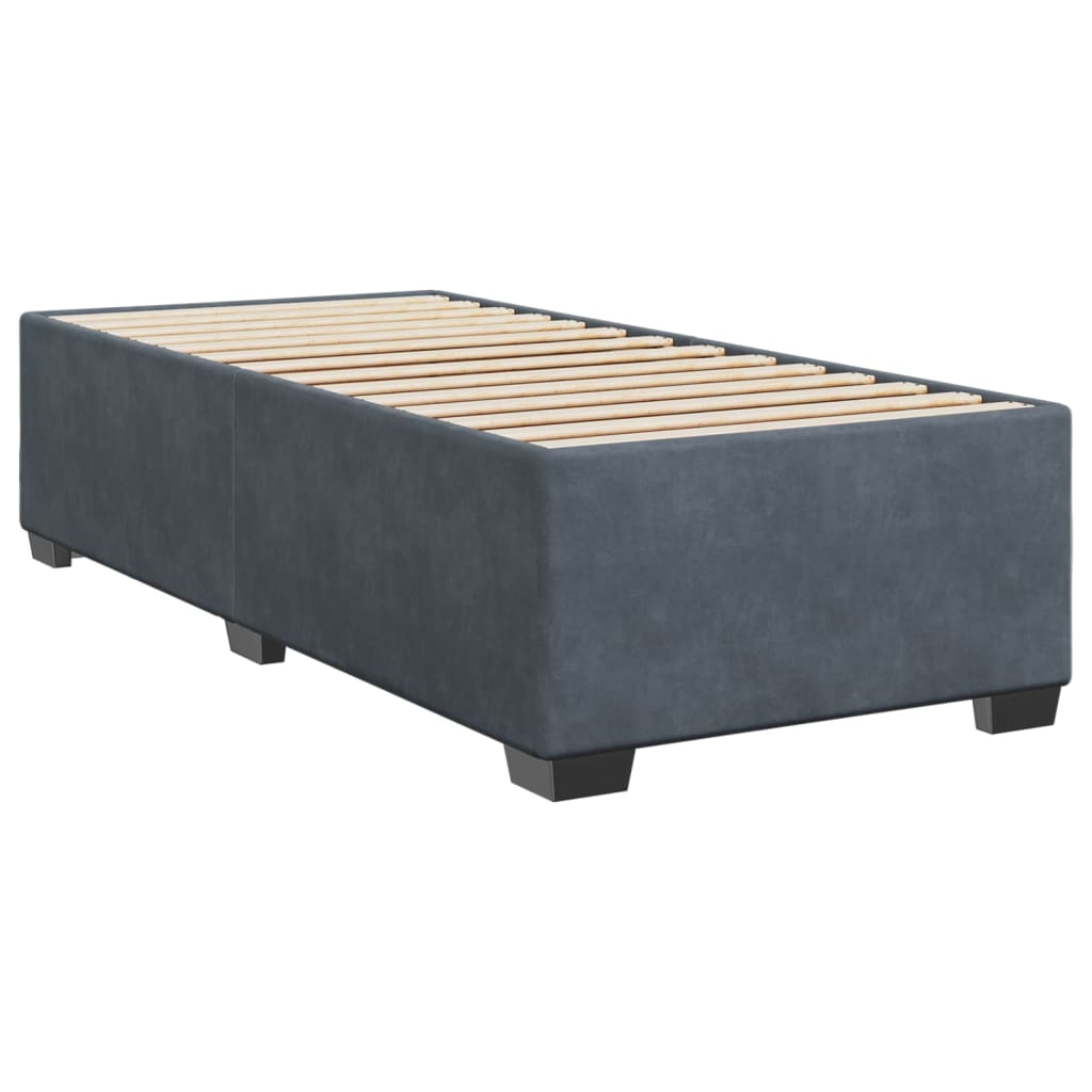 Giroletto a Molle con Materasso Grigio Scuro 90x200 cm Velluto
