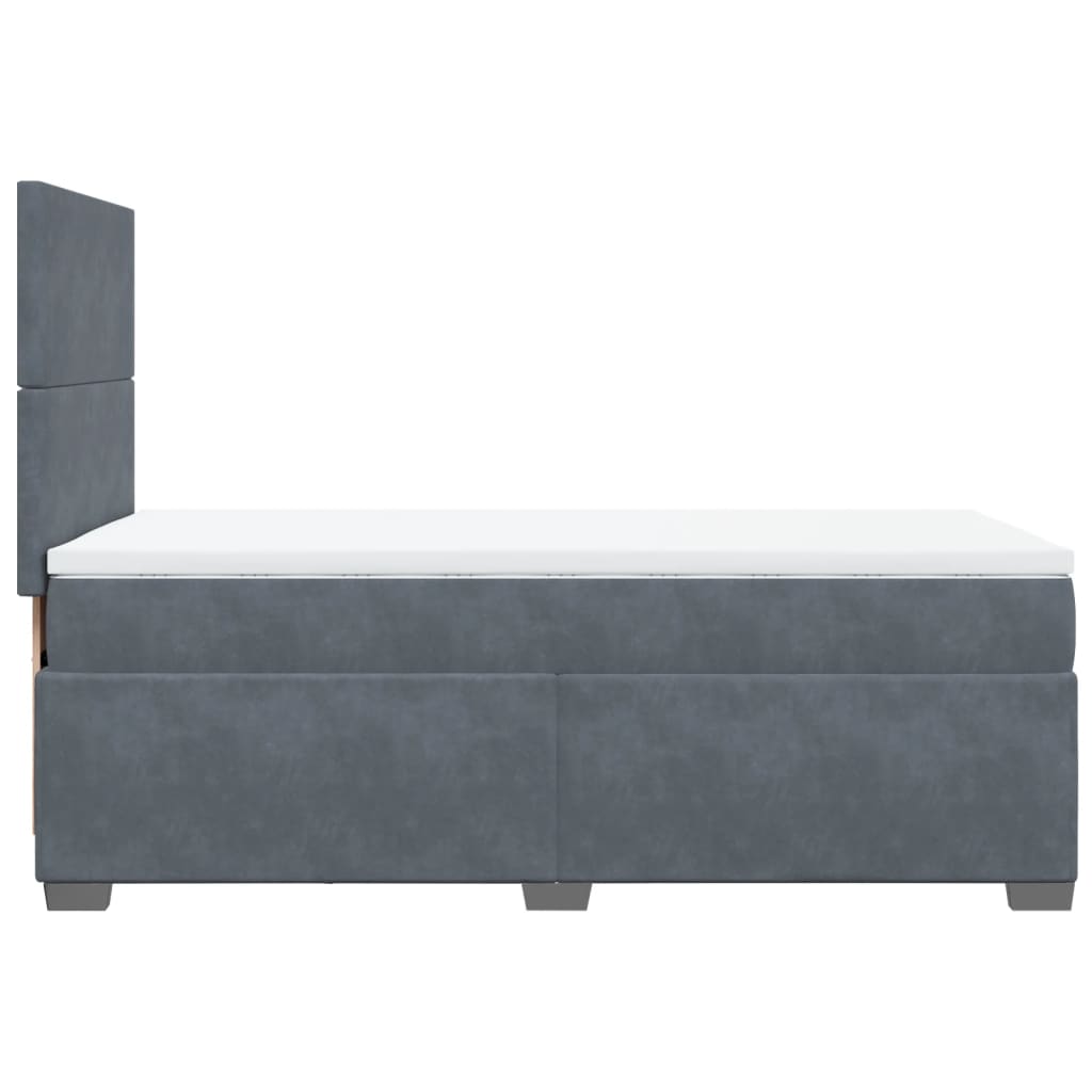 Giroletto a Molle con Materasso Grigio Scuro 90x200 cm Velluto