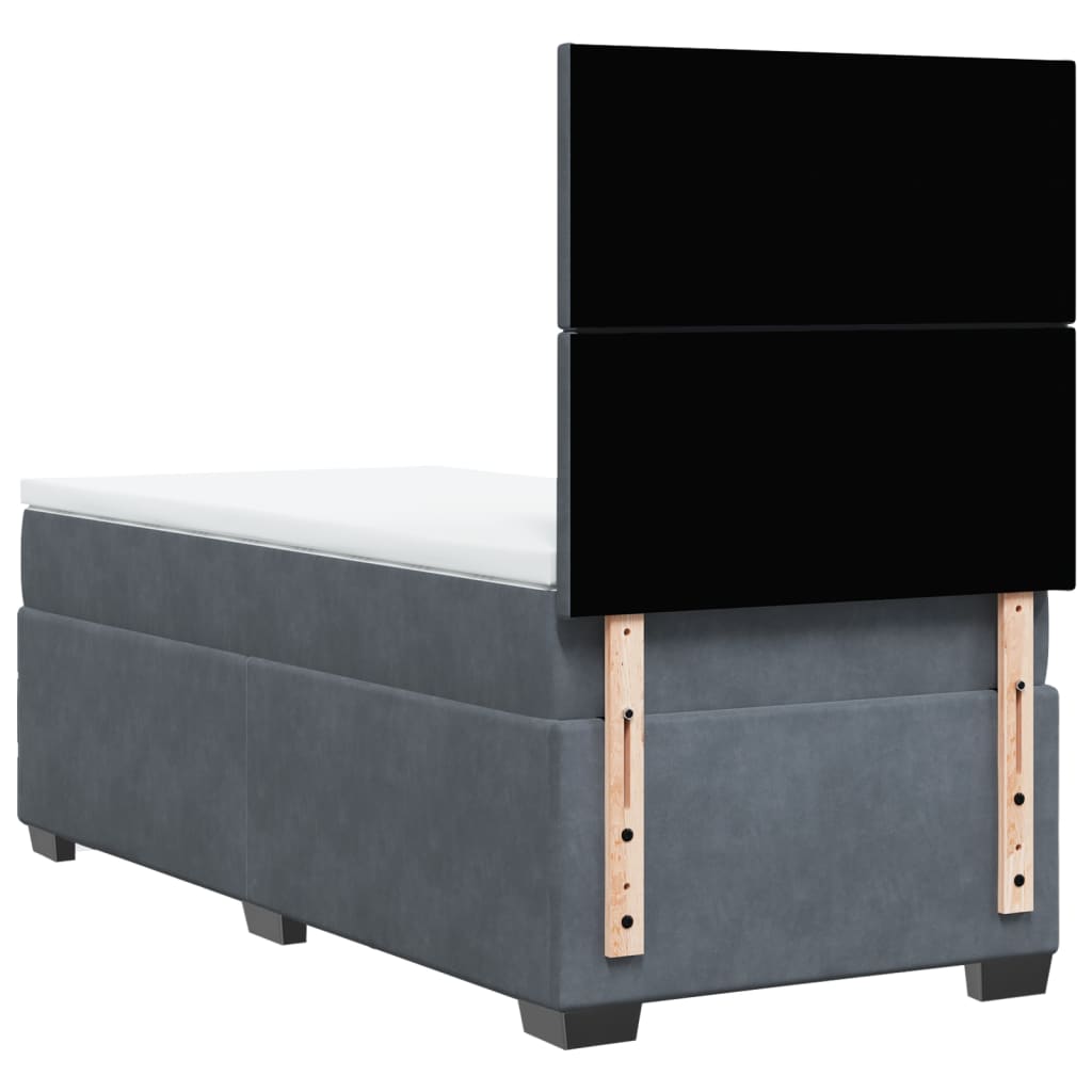 Giroletto a Molle con Materasso Grigio Scuro 90x200 cm Velluto