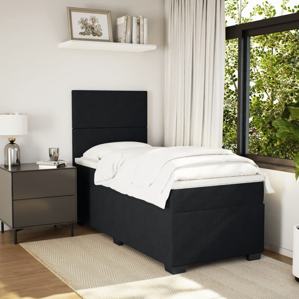 Giroletto a Molle con Materasso Nero 90x200 cm in Velluto