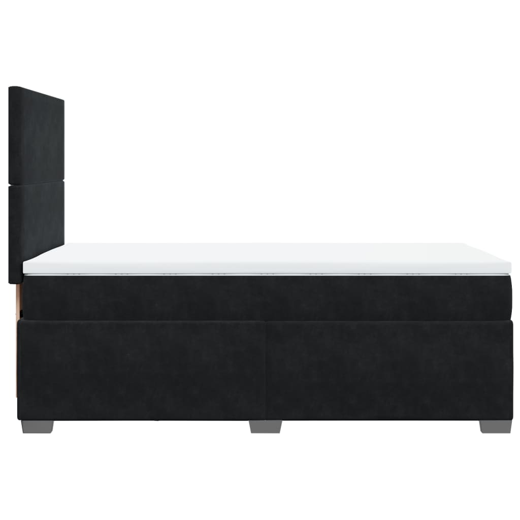 Giroletto a Molle con Materasso Nero 90x200 cm in Velluto
