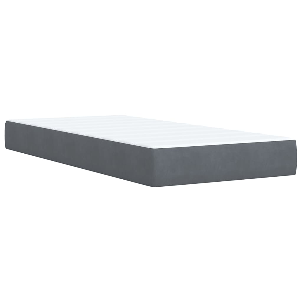Giroletto a Molle con Materasso Grigio Scuro 90x200 cm Velluto