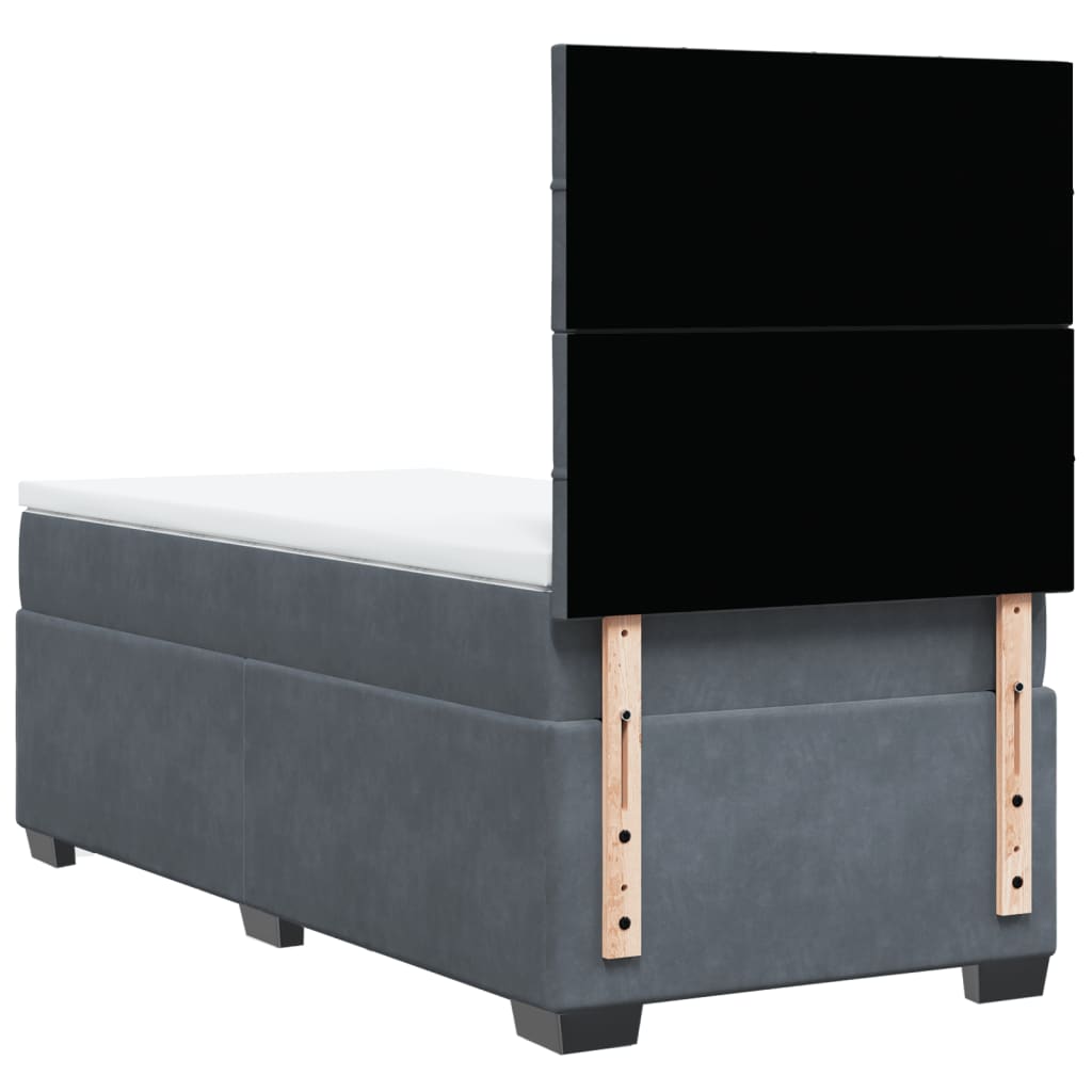 Giroletto a Molle con Materasso Grigio Scuro 90x200 cm Velluto