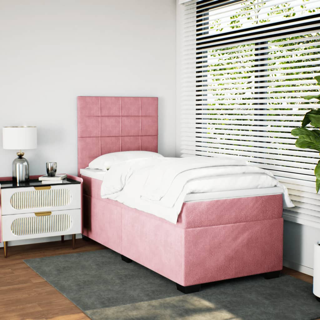 Giroletto a Molle con Materasso Rosa 90x200 cm in Velluto