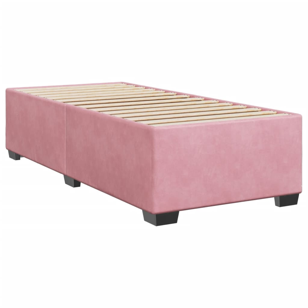 Giroletto a Molle con Materasso Rosa 90x200 cm in Velluto - homemem39