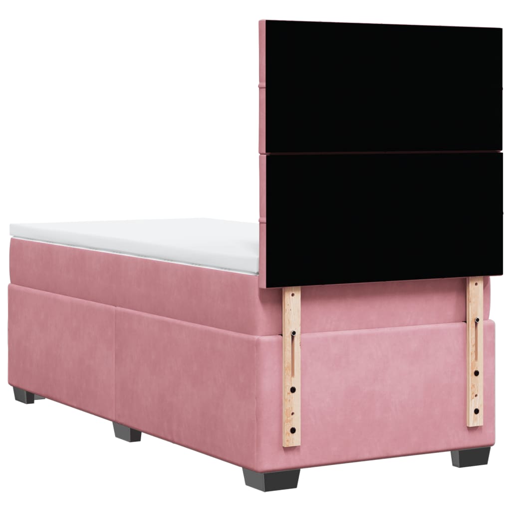 Giroletto a Molle con Materasso Rosa 90x200 cm in Velluto