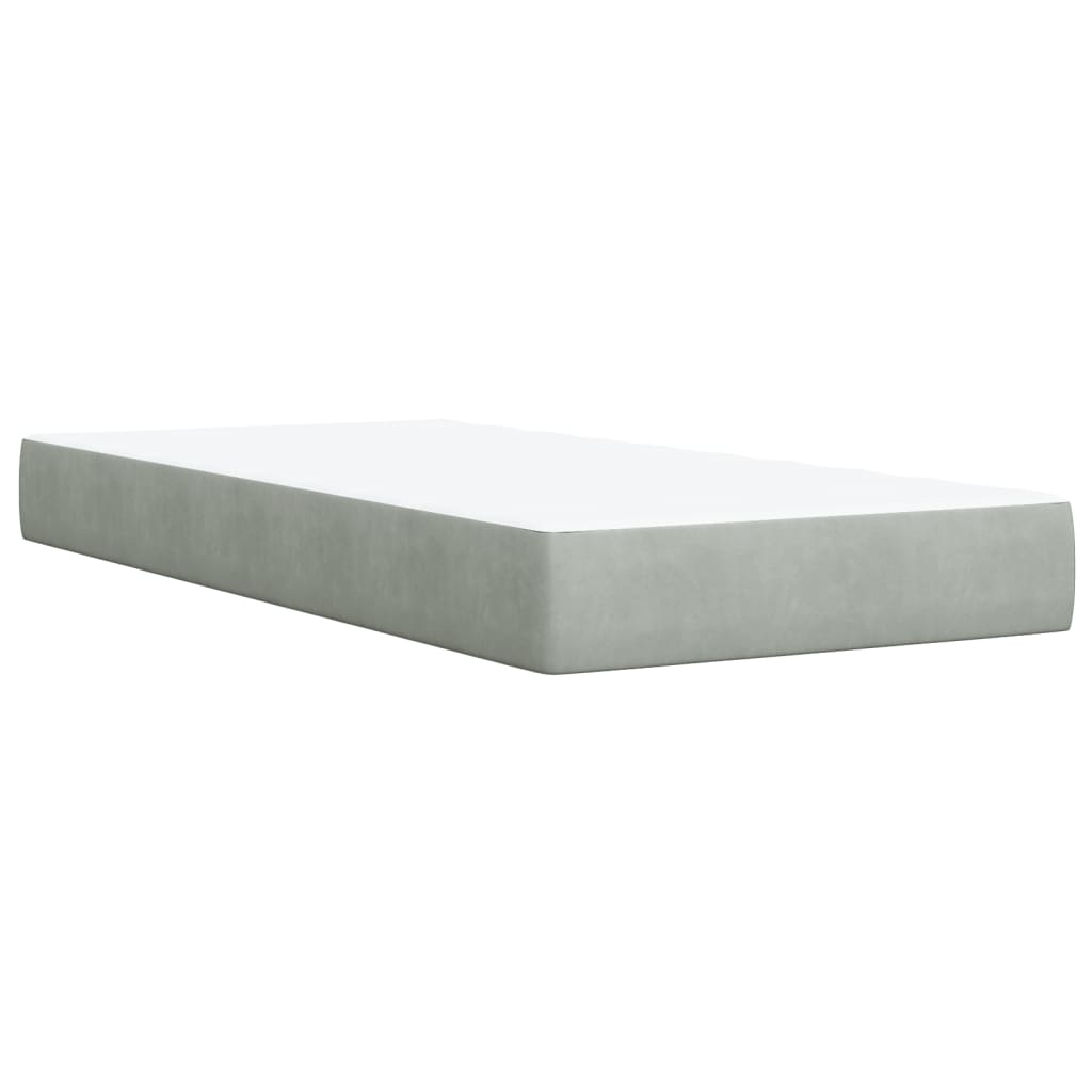 Giroletto a Molle con Materasso Grigio Chiaro 90x200 cm Velluto
