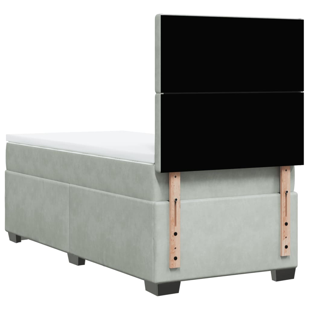 Giroletto a Molle con Materasso Grigio Chiaro 90x200 cm Velluto