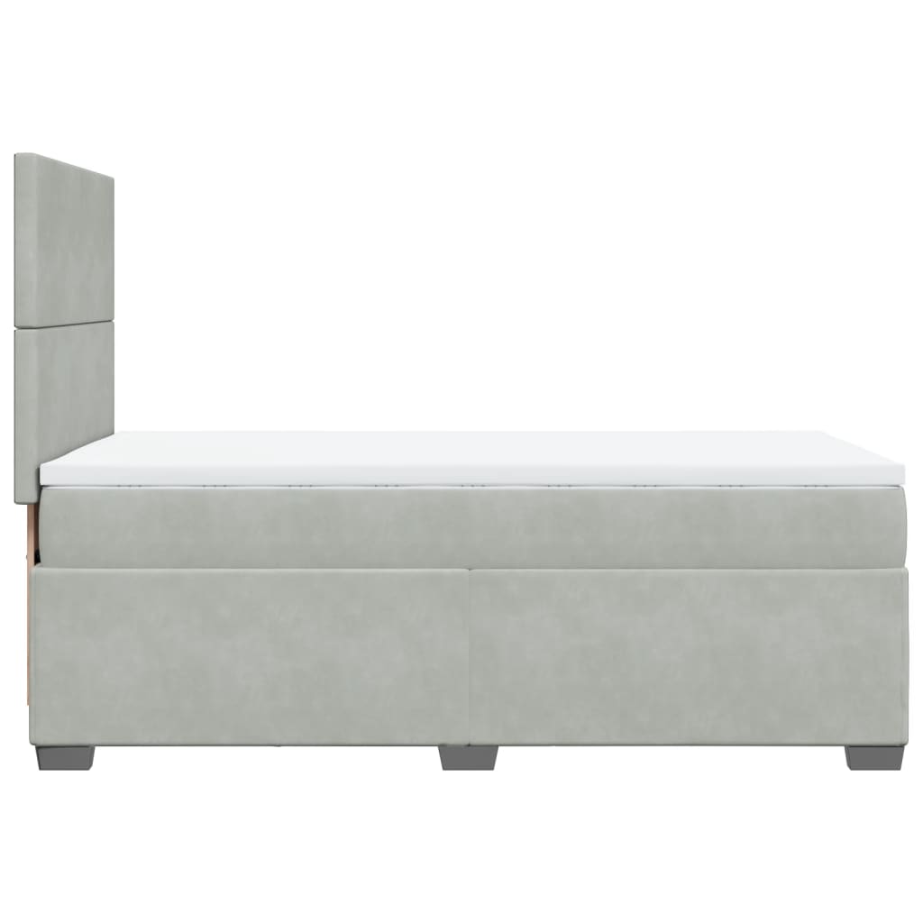 Giroletto a Molle con Materasso Grigio Chiaro 100x200cm Velluto