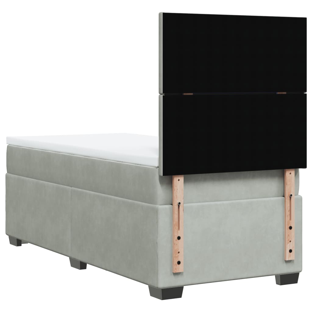 Giroletto a Molle con Materasso Grigio Chiaro 100x200cm Velluto