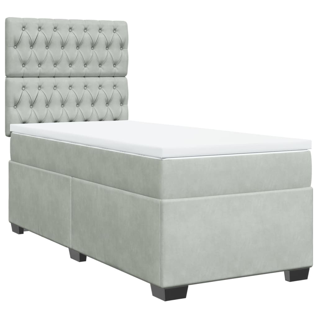 Giroletto a Molle con Materasso Grigio Chiaro 100x200cm Velluto