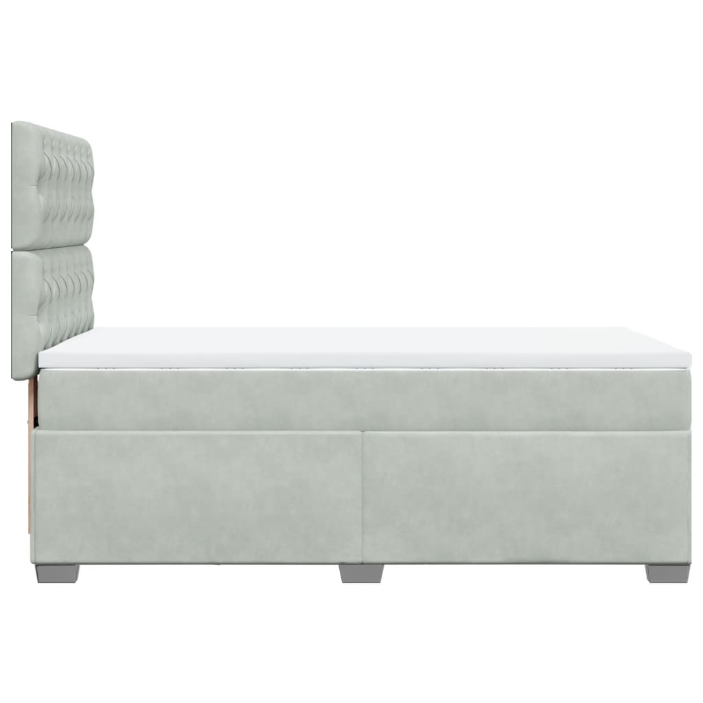 Giroletto a Molle con Materasso Grigio Chiaro 100x200cm Velluto