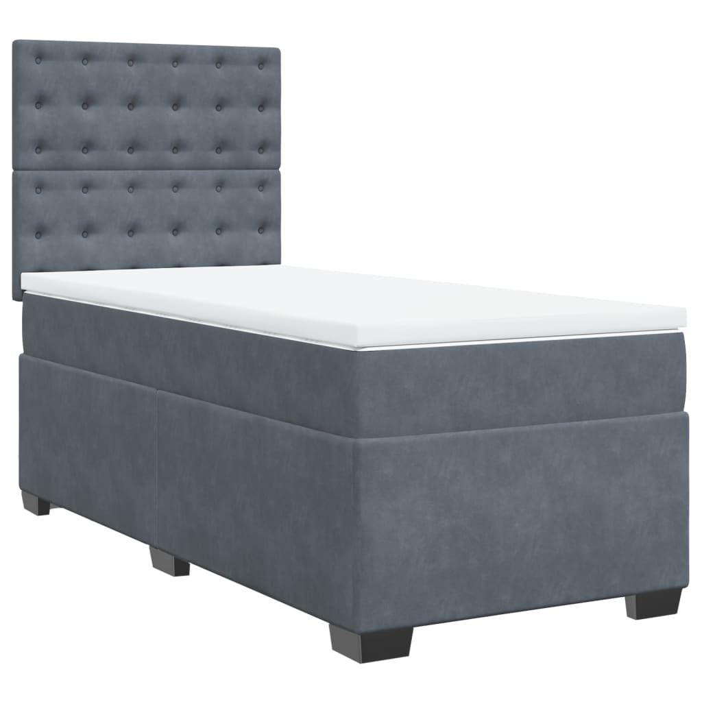 Giroletto a Molle con Materasso Grigio Scuro 100x200 cm Velluto