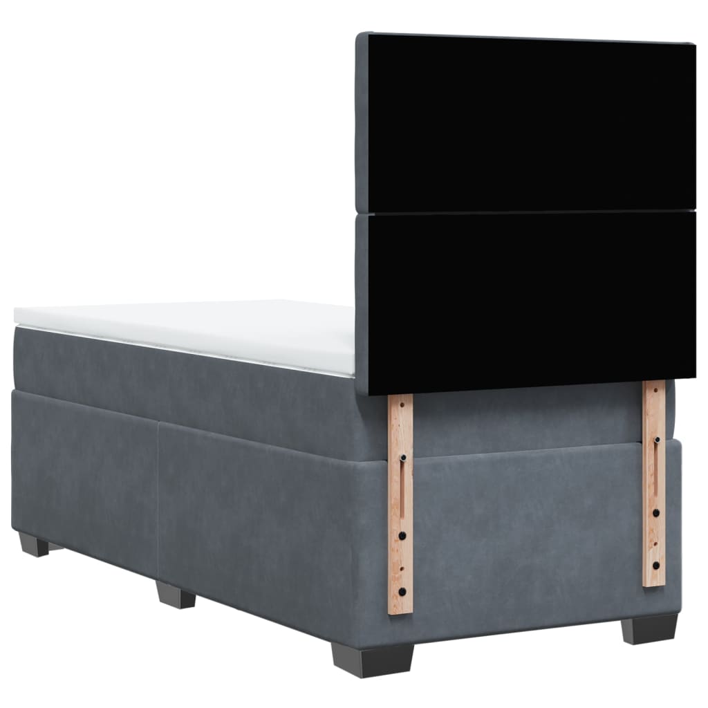 Giroletto a Molle con Materasso Grigio Scuro 100x200 cm Velluto