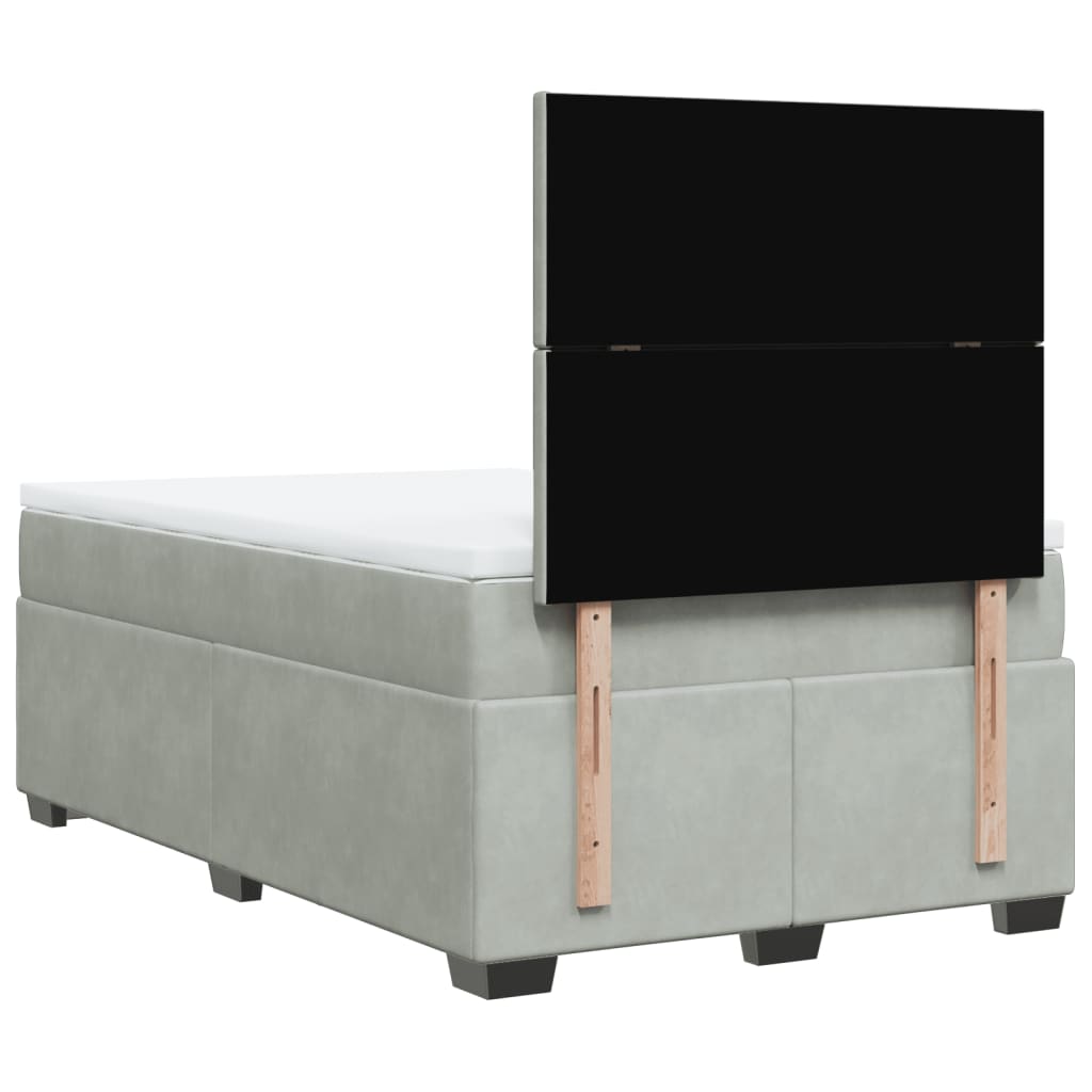 Giroletto a Molle con Materasso Grigio Chiaro 120x190cm Velluto