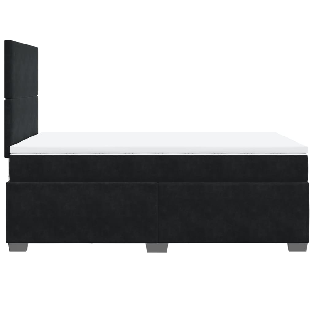 Giroletto a Molle con Materasso Nero 120x190 cm in Velluto