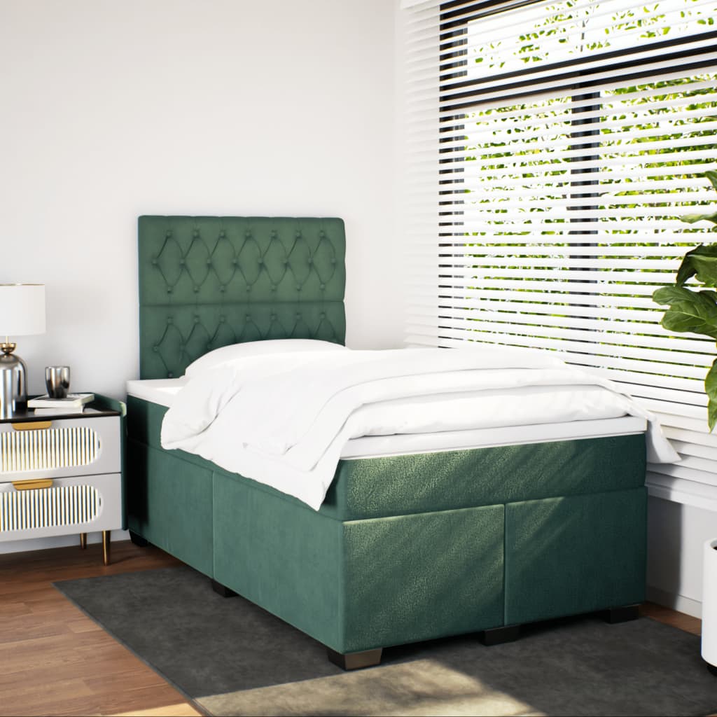 Giroletto a Molle con Materasso Verde Scuro 120x190 cm Velluto - homemem39
