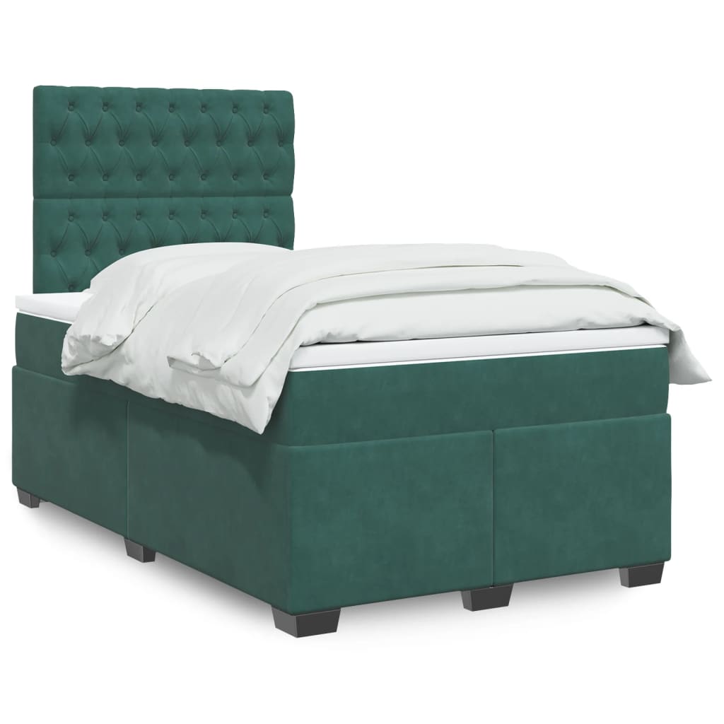 Giroletto a Molle con Materasso Verde Scuro 120x190 cm Velluto - homemem39