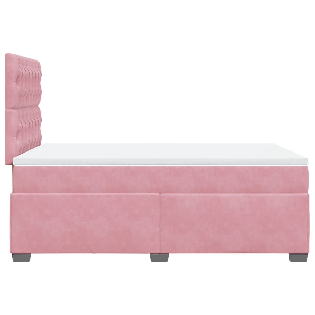 Giroletto a Molle con Materasso Rosa 120x190 cm in Velluto