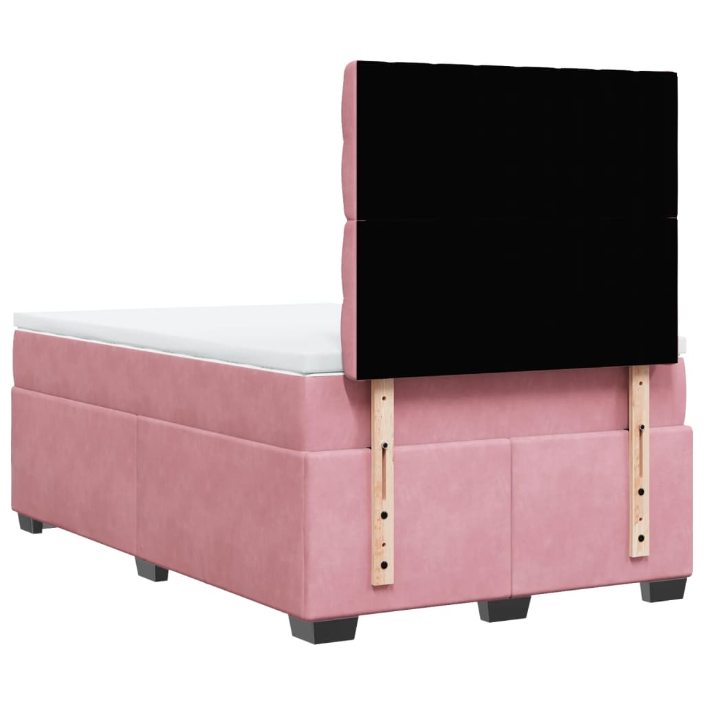 Giroletto a Molle con Materasso Rosa 120x190 cm in Velluto