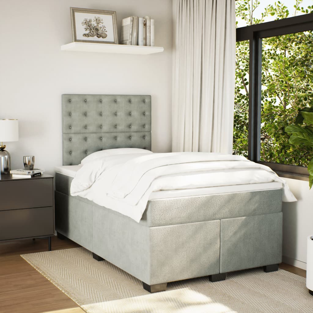 Giroletto a Molle con Materasso Grigio Chiaro 120x190cm Velluto