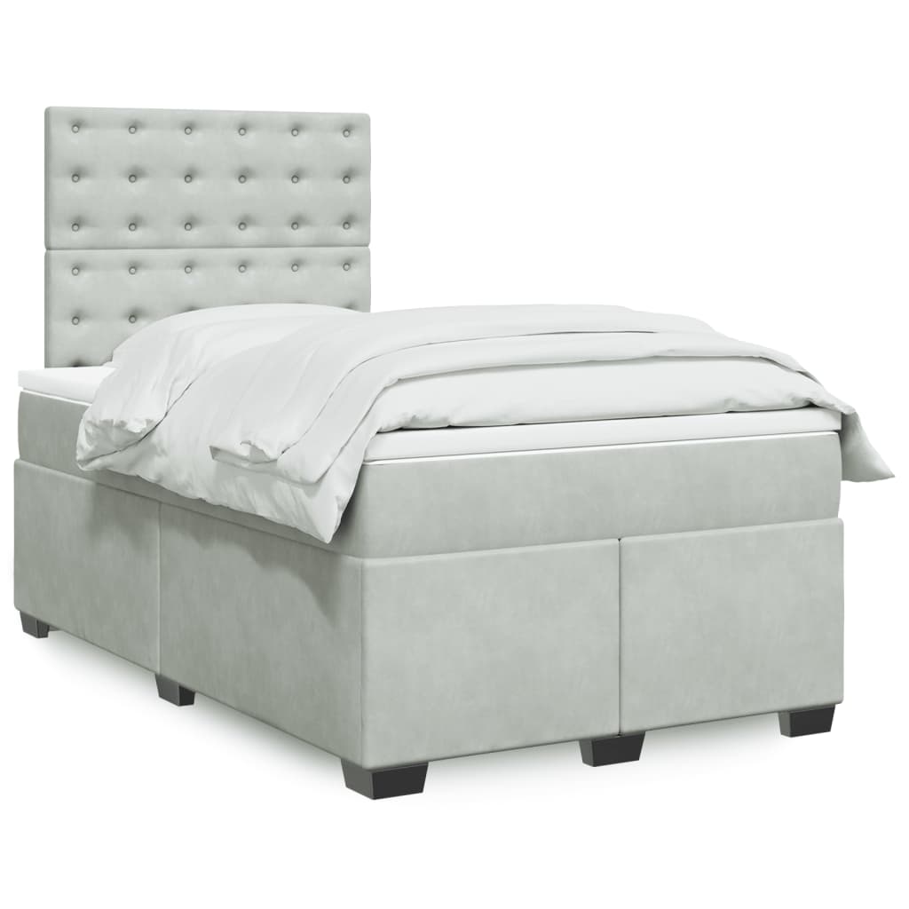 Giroletto a Molle con Materasso Grigio Chiaro 120x190cm Velluto