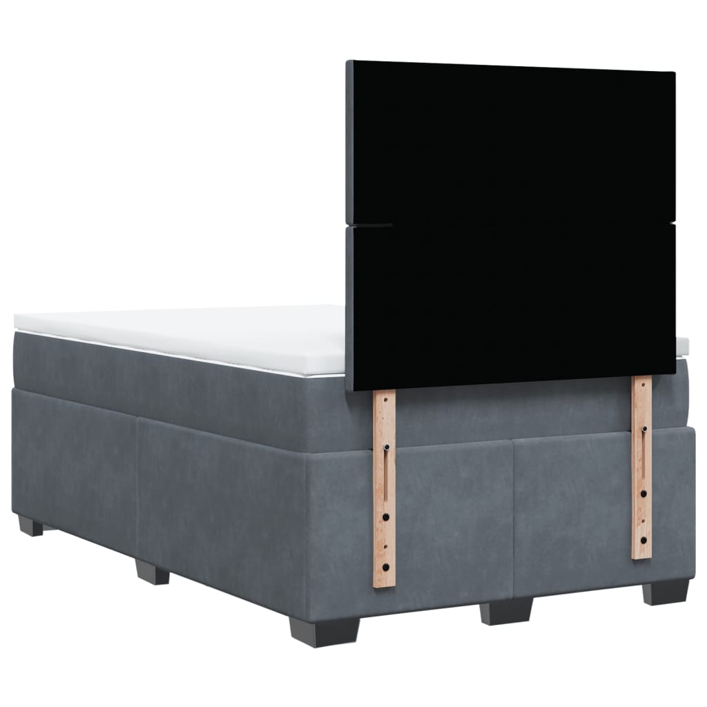 Giroletto a Molle con Materasso Grigio Scuro 120x200 cm Velluto