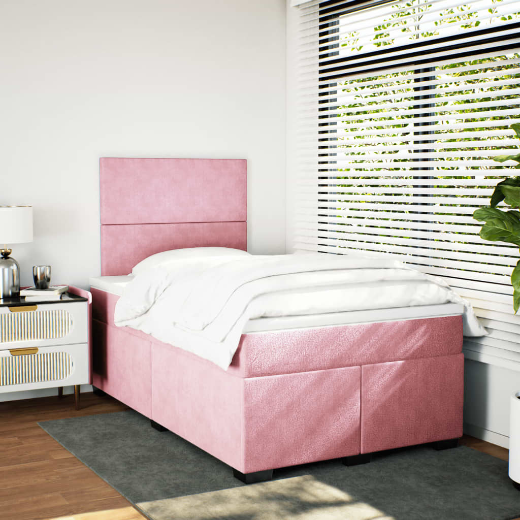 Giroletto a Molle con Materasso Rosa 120x200 cm in Velluto