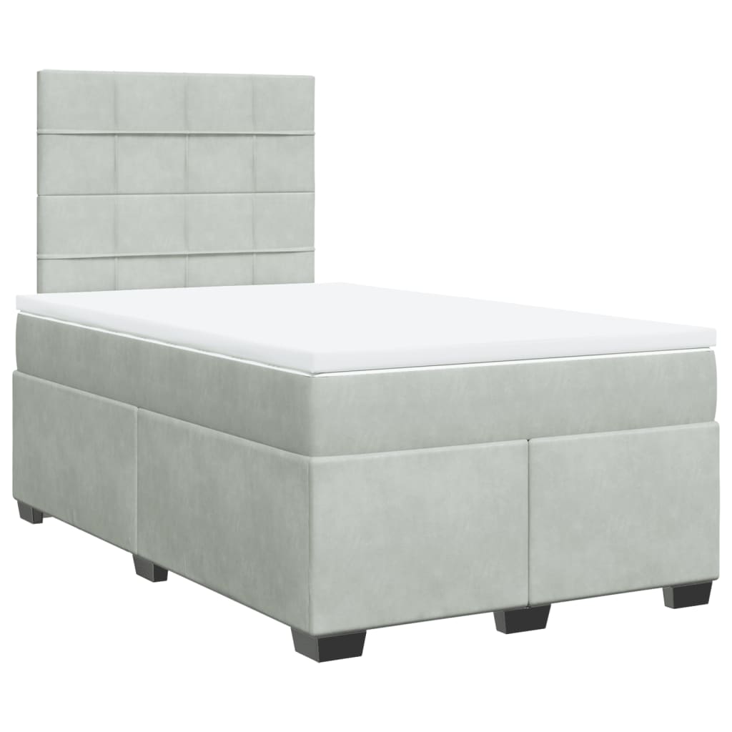 Giroletto a Molle con Materasso Grigio Chiaro 120x200cm Velluto