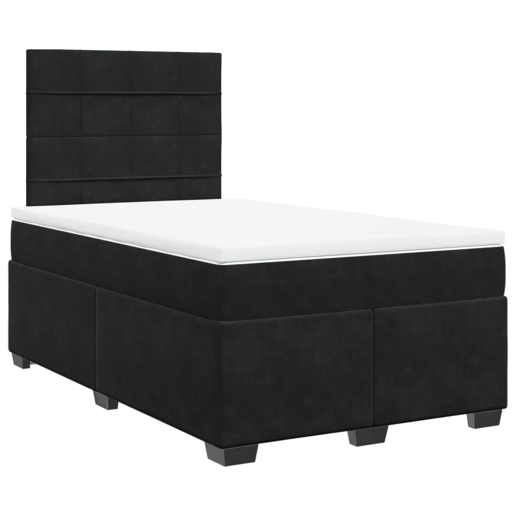 Giroletto a Molle con Materasso Nero 120x200 cm in Velluto
