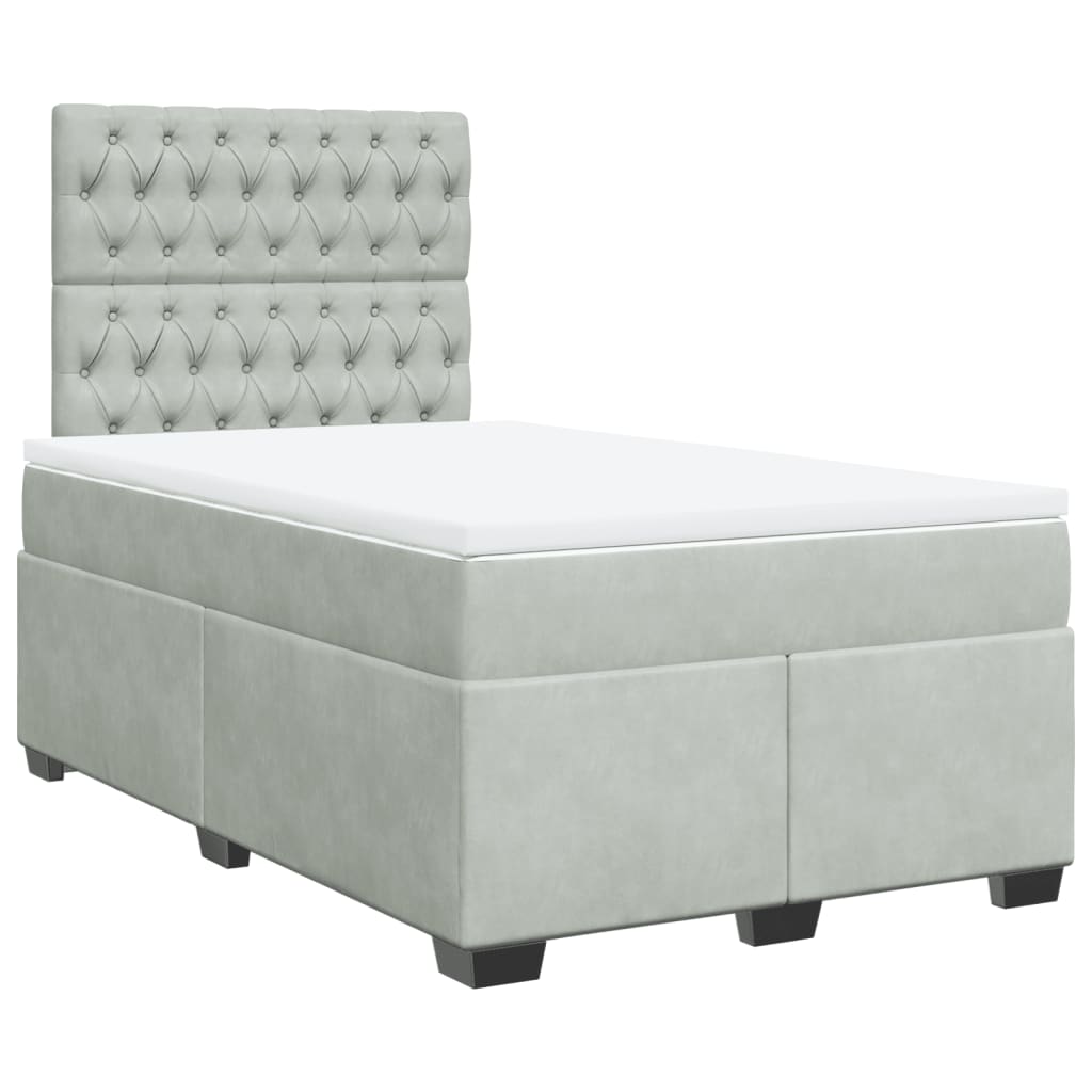 Giroletto a Molle con Materasso Grigio Chiaro 120x200cm Velluto