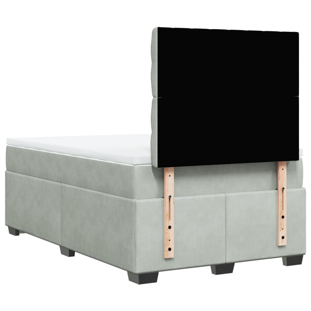 Giroletto a Molle con Materasso Grigio Chiaro 120x200cm Velluto