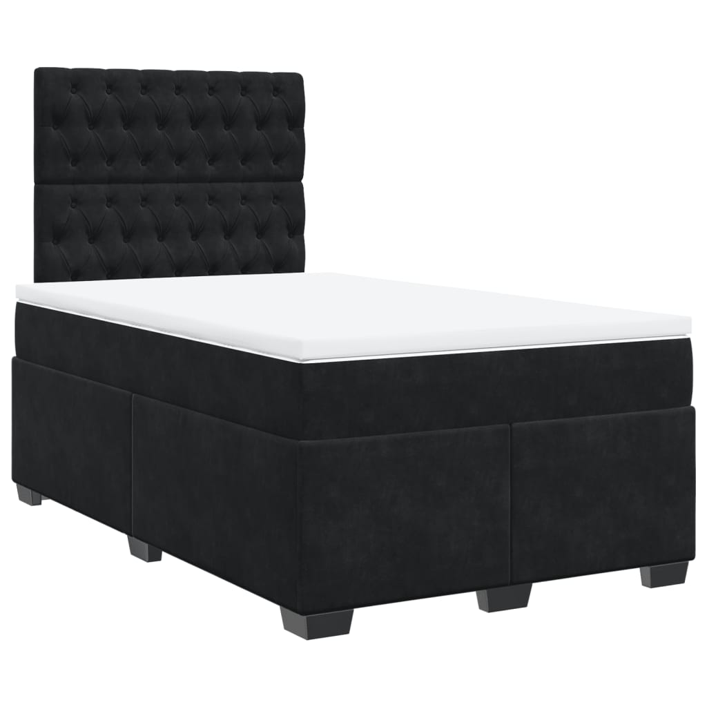 Giroletto a Molle con Materasso Nero 120x200 cm in Velluto