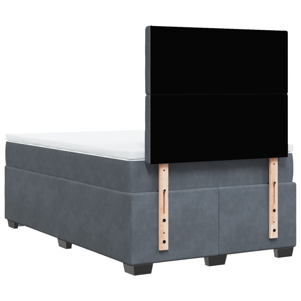 Giroletto a Molle con Materasso Grigio Scuro 120x200 cm Velluto