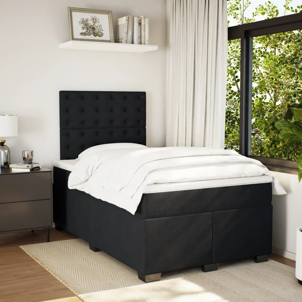 Giroletto a Molle con Materasso Nero 120x200 cm in Velluto