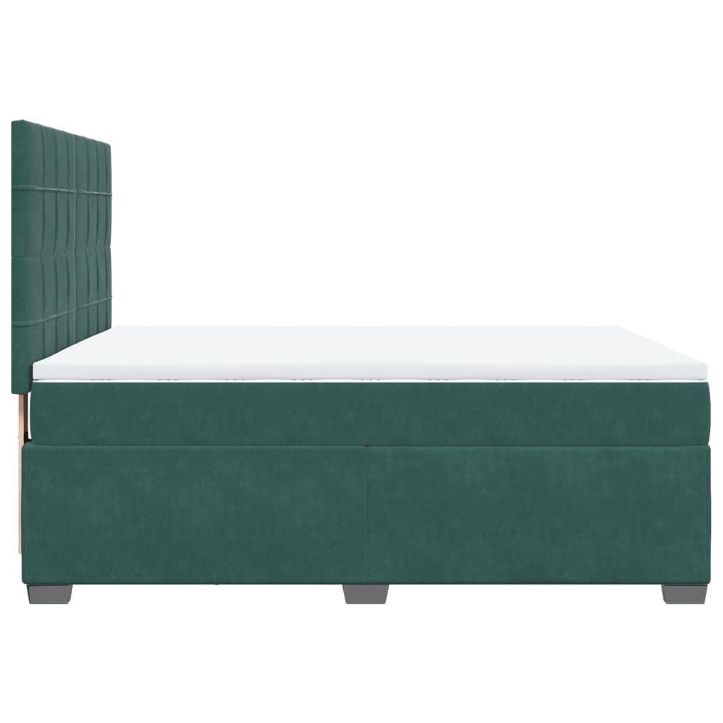 Giroletto a Molle con Materasso Verde Scuro 140x190 cm Velluto