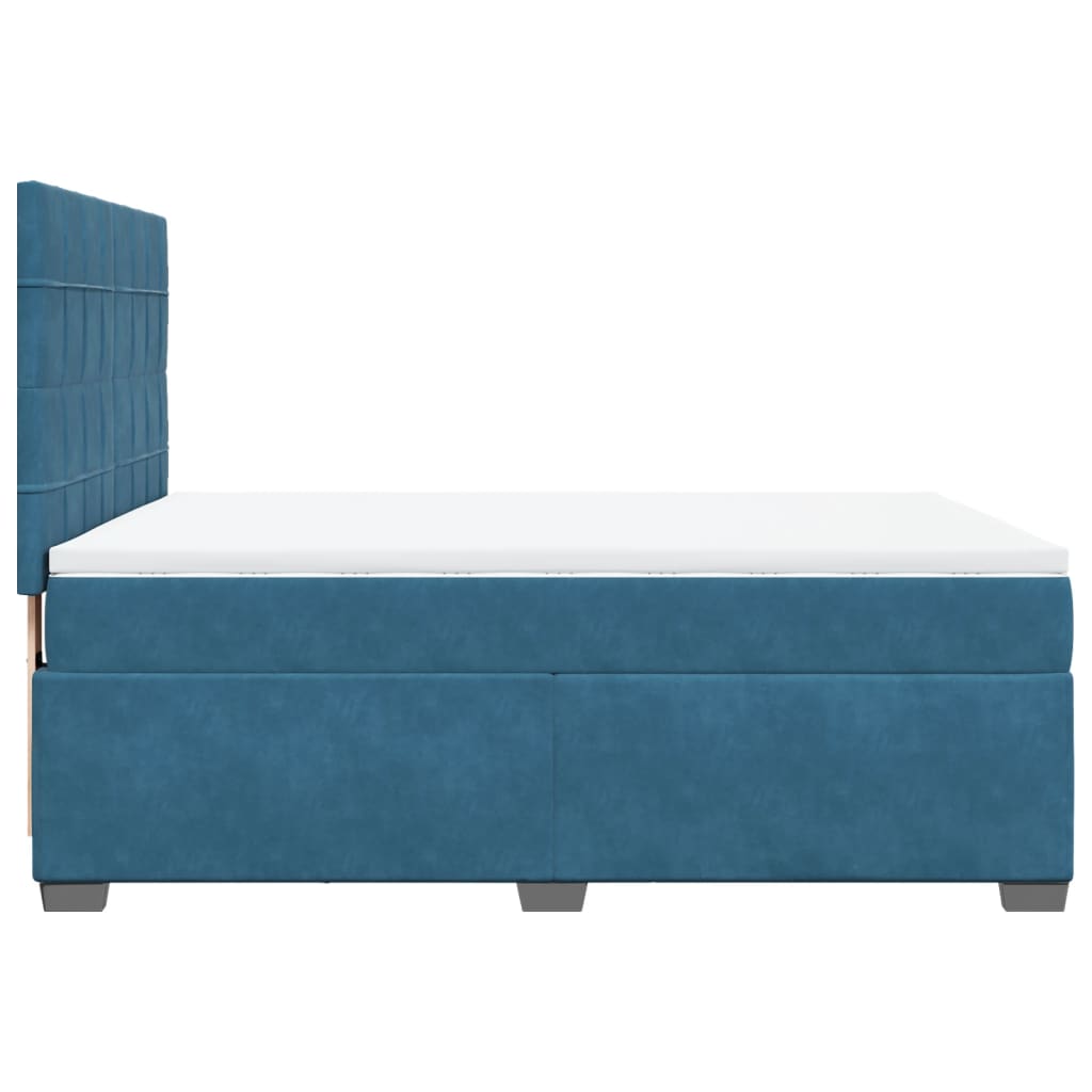 Giroletto a Molle con Materasso Blu 140x190 cm in Velluto