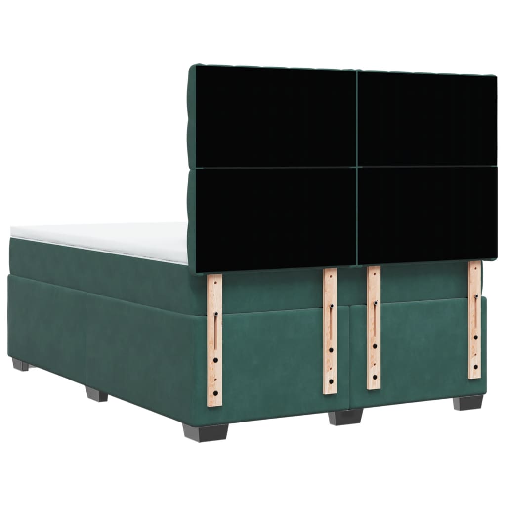 Giroletto a Molle con Materasso Verde Scuro 140x190 cm Velluto