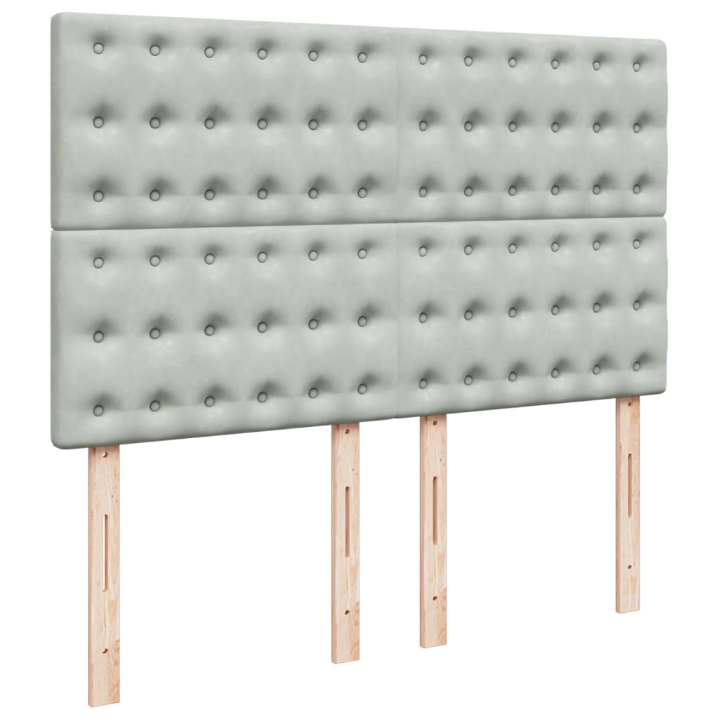 Giroletto a Molle con Materasso Grigio Chiaro 140x190cm Velluto